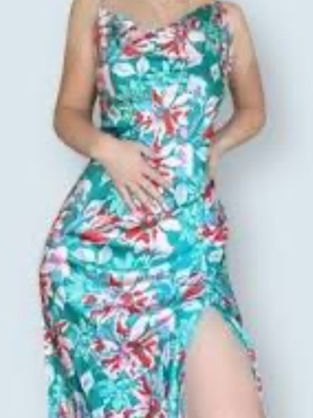 Anthropologie Paper Hearts Floral Print Front Slit Maxi Dress With Adjustable St